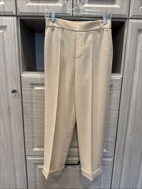 Vince beige straight leg cuffed pants